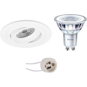 Voordeelset: LED Spot Set - Pragmi Alpin Pro - GU10 Fitting - Inbouw Rond - Mat Wit - Kantelbaar Ø92mm - Philips - CorePro 840 36D - 4.6W - Natuurlijk Wit 4000K