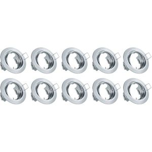 10x Spot Armatuur - GU10 Inbouwspot - Trion Rond - Chroom - Aluminium - Kantelbaar Ø83mm