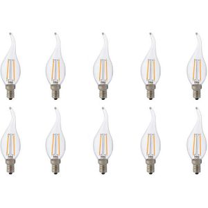 Voordeelpak LED Lamp 10 Pack - Kaarslamp - Filament Flame - E14 Fitting - 4W - Natuurlijk Wit 4200K