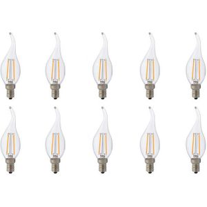 Voordeelpak LED Lamp 10 Pack - Kaarslamp - Filament Flame - E14 Fitting - 4W - Natuurlijk Wit 4200K