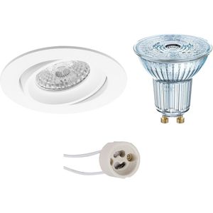 Voordeelset: LED Spot Set - LEDVANCE Parathom PAR16 930 36D - Pragmi Delton Pro - GU10 Fitting - Dimbaar - Inbouw Rond - Mat Wit - 4.5W - Warm Wit 3000K - Kantelbaar - Ø82mm