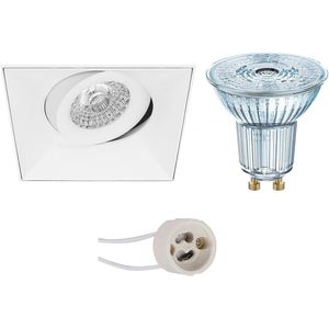 Voordeelset: LED Spot Set - LEDVANCE Parathom PAR16 940 36D - Pragmi Nivas Pro - GU10 Fitting - Dimbaar - Inbouw Vierkant - Mat Wit - 3.7W - Natuurlijk Wit 4000K - Trimless - Kantelbaar - 150mm