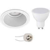 LED Spot Set - Pragmi Minko Pro - Dimbaar - Inbouw Rond - Mat Wit - GU10 Fitting - 6W - Helder/Koud Wit 6400K - Ø90mm