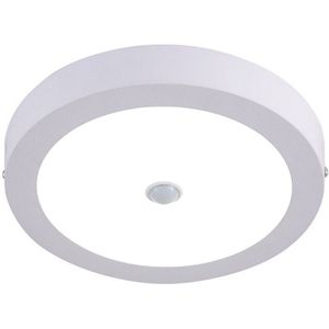 LED Downlight - Facto Dury - PIR Bewegingssensor 360° + Dag en Nacht Sensor - 22W - Helder/Koud Wit 5700K - Opbouw - Rond - Mat Wit - OSRAM LEDs