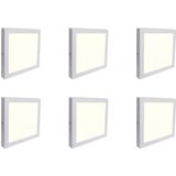 Voordeelpak LED Downlight 6 Pack - Opbouw Vierkant 12W - Natuurlijk Wit 4200K - Mat Wit Aluminium - 170mm