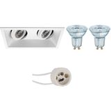 Voordeelset: LED Spot Set - LEDVANCE Parathom PAR16 940 36D - Pragmi Zano Pro - GU10 Fitting - Dimbaar - Inbouw Rechthoek Dubbel - Mat Wit - 3.7W - Natuurlijk Wit 4000K - Kantelbaar - 185x93mm