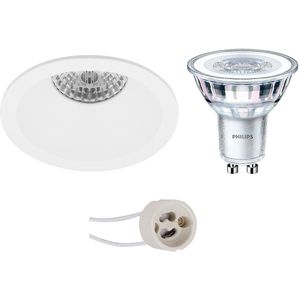 Voordeelset: LED Spot Set - Pragmi Pollon Pro - GU10 Fitting - Inbouw Rond - Mat Wit - Verdiept - Ø82mm - Philips - CorePro 840 36D - 4.6W - Natuurlijk Wit 4000K