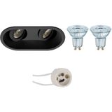 Voordeelset: LED Spot Set - LEDVANCE Parathom PAR16 927 36D - Pragmi Zano Pro - GU10 Fitting - Dimbaar - Inbouw Ovaal Dubbel - Mat Zwart - 5.5W - Warm Wit 2700K - Kantelbaar - 185x93mm