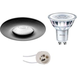 Voordeelset: LED Spot Set - Pragmi Luno Pro - Waterdicht IP65 - GU10 Fitting - Inbouw Rond - Mat Zwart - Ø82mm - Philips - CorePro 840 36D - 4W - Natuurlijk Wit 4000K - Dimbaar