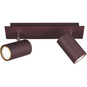 LED Plafondspot - Trion Mary - GU10 Fitting - 2-lichts - Rechthoek - Roestkleur - Aluminium