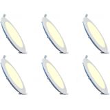 Voordeelpak LED Downlight Slim 6 Pack - Inbouw Rond 18W - Warm Wit 2700K - Mat Wit Aluminium - Ø225mm