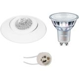 Voordeelset: LED Spot Set - Pragmi Nivas Pro - GU10 Fitting - Inbouw Rond - Mat Wit - Trimless - Kantelbaar - Ø150mm - Philips - MASTER 927 36D VLE - 4.9W - Warm Wit 2200K-2700K - DimTone Dimbaar