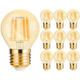 Voordeelpak 10x LED Lamp E27 Kogel Filament - Brinton - Amber 4W 360lm - 822 Zeer Warm Wit 2200K - G45 | Vervangt 32W