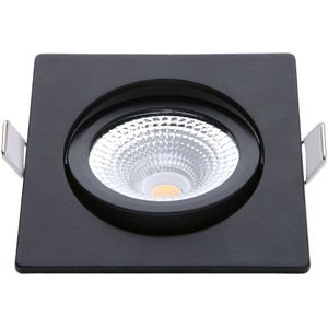 EcoDim - LED Spot - Inbouwspot - ED-10026 - 5W - Waterdicht IP54 - Dimbaar - Dim to Warm - Warm Wit 2000K-3000K - Mat Zwart - Aluminium - Vierkant - Kantelbaar