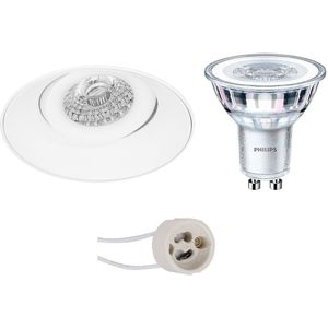 Voordeelset: LED Spot Set - Pragmi Nivas Pro - GU10 Fitting - Inbouw Rond - Mat Wit - Trimless - Kantelbaar - Ø150mm - Philips - CorePro 830 36D - 4W - Warm Wit 3000K - Dimbaar