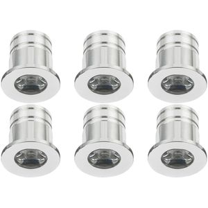 LED Veranda Spot Verlichting 6 Pack - Velvalux - 3W - Warm Wit 3000K - Inbouw - Dimbaar - Rond - Mat Zilver - Aluminium - Ø31mm