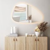 Badkamerspiegel met LED Verlichting en Verwarming 60cm - Afimera Artsy - Randloos - Wandspiegel Organische Vorm - Touch Bediening - Dimbaar - Aanpasbare Lichtkleur