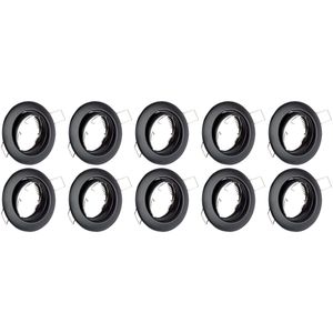 10x Spot Armatuur - GU10 Inbouwspot - Rond - Zwart - Aluminium - Kantelbaar Ø82mm