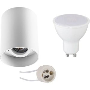 Voordeelset Opbouwspot Set - Pragmi Luxina Pro - GU10 Fitting - Opbouw Rond - Mat Wit - 6W - Warm Wit 3000K - Verdiept - Kantelbaar - Ø90mm