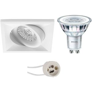 Voordeelset: LED Spot Set - Pragmi Qiundo Pro - GU10 Fitting - Inbouw Vierkant - Mat Wit - Kantelbaar - 80mm - Philips - CorePro 840 36D - 3W - Natuurlijk Wit 4000K - Dimbaar