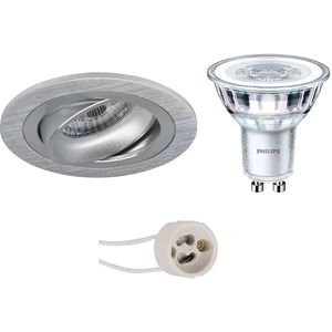 Philips - CorePro 840 36D - LED Spot Set - Mat Zilver - GU10 Fitting - Dimbaar - Inbouw Rond - Kantelbaar Ø92mm