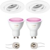 Voordeelset Pragmi Aerony Pro - Inbouw Rond - Mat Wit - Kantelbaar - Ø82mm - Philips Hue - LED Spot Set GU10 - White and Color Ambiance - Bluetooth