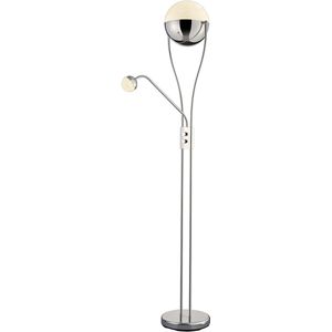 LED Vloerlamp - Trion Chiso - 25W - Warm Wit 3000K - 2-lichts - Dimbaar - Rond - Glans Chroom - Aluminium