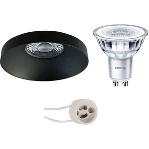 Voordeelset: LED Spot Set - Pragmi Vrito Pro - GU10 Fitting - Inbouw Rond - Mat Zwart - Ø82mm - Philips - CorePro 830 36D - 3.5W - Warm Wit 3000K