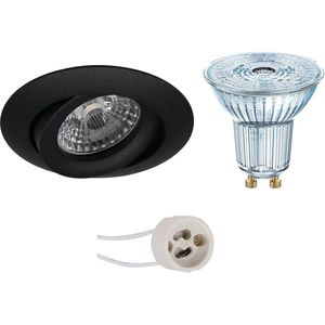 Voordeelset: LED Spot Set - LEDVANCE Parathom PAR16 930 36D - Pragmi Uranio Pro - GU10 Fitting - Dimbaar - Inbouw Rond - Mat Zwart - 3.4W - Warm Wit 3000K - Kantelbaar - Ø82mm