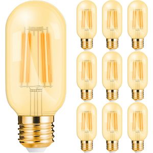 Voordeelpak 10x LED Lamp E27 Buis Filament - Brinton - Amber 4W 360lm - 822 Zeer Warm Wit 2200K - T45 | Vervangt 32W