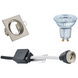 Voordeelset: LED Spot Set - LEDVANCE Parathom PAR16 940 36D - GU10 Fitting - Dimbaar - Inbouw Vierkant - Mat Nikkel - 4.5W - Natuurlijk Wit 4000K - Kantelbaar 80mm