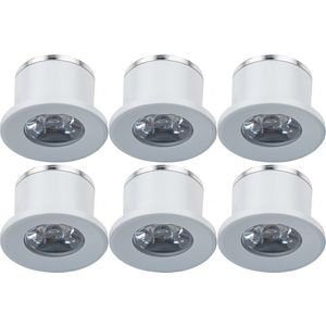 Voordeelpak LED Veranda Spot Verlichting 6 Pack - Velvalux - 1W - Natuurlijk Wit 4000K - Inbouw - Rond - Mat Wit - Aluminium - Ø31mm