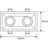 LED Spot Set - Pragmi Zano Pro - Dimbaar - Inbouw Rechthoek Dubbel - Mat Zwart - GU10 Fitting - 6W - Helder/Koud Wit 6400K - Kantelbaar - 185x93mm