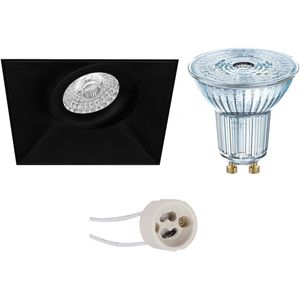 Voordeelset: LED Spot Set - LEDVANCE Parathom PAR16 940 36D - Pragmi Nivas Pro - GU10 Fitting - Dimbaar - Inbouw Vierkant - Mat Zwart - 3.7W - Natuurlijk Wit 4000K - Trimless - Kantelbaar - 150mm