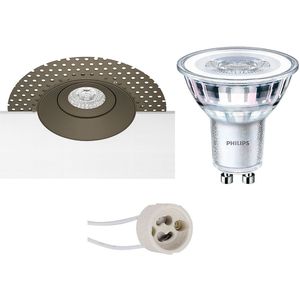 Voordeelset: LED Spot Set Trimless - Sigmi Arno Pro - GU10 Fitting - Inbouw Rond - Brons - Kantelbaar - Zaagmaat 95mm Diameter 150mm - Philips - CorePro 827 36D - 3.5W - Zeer Warm Wit 2700K