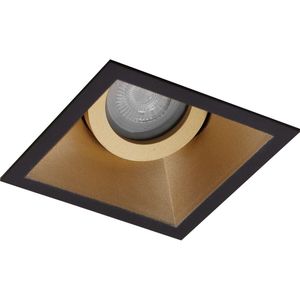 Spot Armatuur GU10 - Inbouwspot - Pragmi Zano Pro - Vierkant - Zwart/Goud - Aluminium - Kantelbaar - 93mm