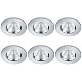 Voordeelpak LED Spot - Inbouwspot 6 Pack - Trion Zagrona - 5W - Waterdicht IP65 - Dimbaar - Warm Wit 3000K - Glans Chroom - Aluminium - Rond