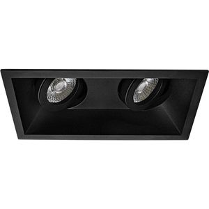 Spot Armatuur GU10 - Inbouwspot - Pragmi Zano Pro - Rechthoek Dubbel - Zwart - Aluminium - Kantelbaar - 185x93mm