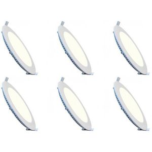 Voordeelpak LED Downlight Slim 6 Pack - Inbouw Rond 6W - Natuurlijk Wit 4200K - Mat Wit Aluminium - Ø120mm