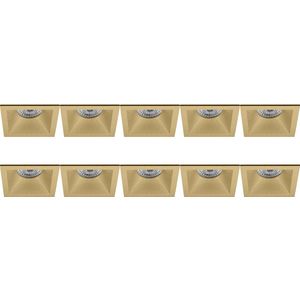Pragmi Pollon Pro - GU10 Inbouwspot - Vierkant - Goud - Aluminium - 10 Pack