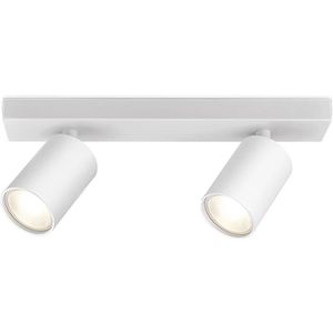 LED Plafondspot - Brinton Betin - GU10 Fitting - 2-lichts - Rond - Mat Wit - Kantelbaar - Aluminium - Philips - CorePro 830 36D - 9.2W - Warm Wit 3000K