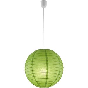 LED Hanglamp - Hangverlichting - Trion Ponton - E27 Fitting - Rond - Mat Groen - Papier