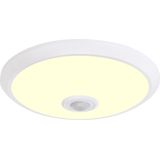 LED Plafondlamp met Sensor + Dag en Nacht Sensor - Kozolux Crimpy - 20W 1500lm - Warm Wit 3000K - Opbouw - Rond - Wit