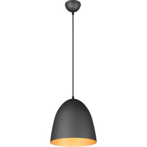Trion Lopez - LED Hanglamp - Mat Zwart/Goud - E27 Fitting - 1-lichts - Rond - Aluminium