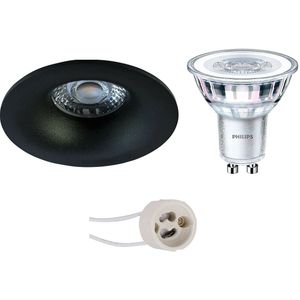 Voordeelset: LED Spot Set - Pragmi Nora Pro - GU10 Fitting - Inbouw Rond - Mat Zwart - Ø82mm - Philips - CorePro 840 36D - 4.6W - Natuurlijk Wit 4000K