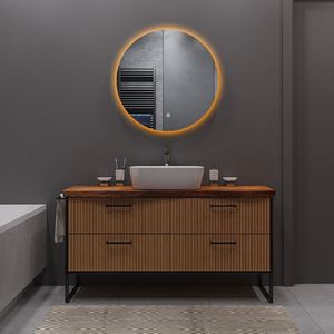Badkamerspiegel met LED Verlichting en Verwarming 60cm - Afimera Luna - Randloos - Wandspiegel Rond - Touch Bediening - Dimbaar - Aanpasbare Lichtkleur