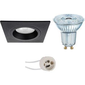 Voordeelset: LED Spot Set - LEDVANCE Parathom PAR16 930 36D - Pragmi Rodos Pro - GU10 Fitting - Dimbaar - Inbouw Vierkant - Mat Zwart - 5.5W - Warm Wit 3000K - 93mm