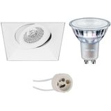 Voordeelset: LED Spot Set - Pragmi Nivas Pro - GU10 Fitting - Inbouw Vierkant - Mat Wit - Trimless - Kantelbaar - 150mm - Philips - MASTER 927 36D VLE - 3.7W - Warm Wit 2200K-2700K - DimTone Dimbaar