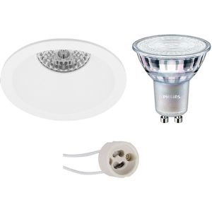 Voordeelset: LED Spot Set - Pragmi Pollon Pro - GU10 Fitting - Inbouw Rond - Mat Wit - Verdiept - Ø82mm - Philips - MASTER 927 36D VLE - 3.7W - Warm Wit 2200K-2700K - DimTone Dimbaar