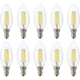 Voordeelpak LED Lamp 10 Pack - Kaarslamp - Filament - E14 Fitting - 4W Dimbaar - Warm Wit 2700K